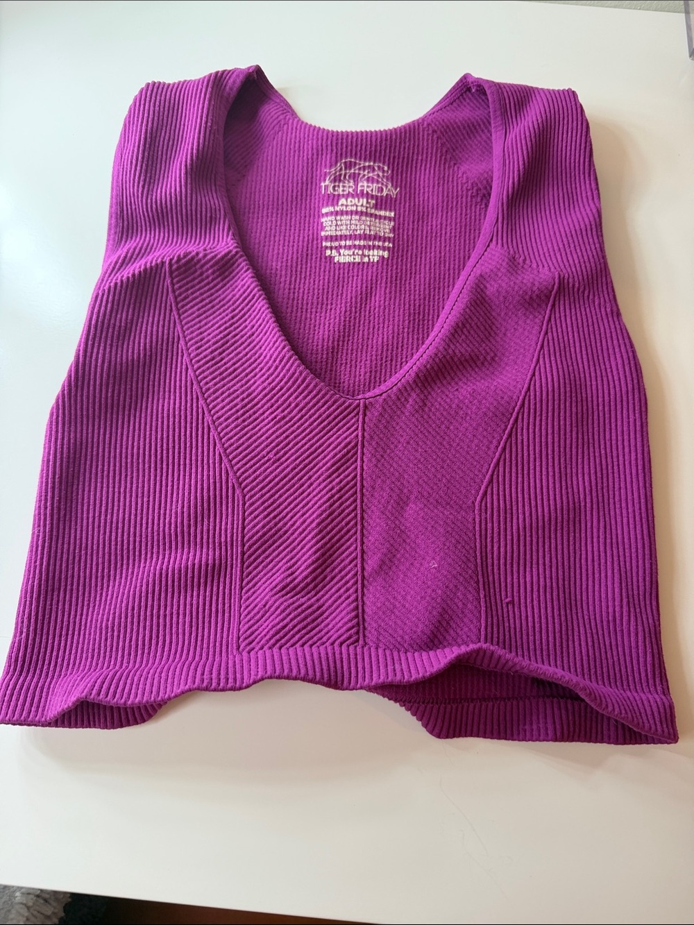 Tiger Friday Magenta Ribbed Scoop Neck Tank